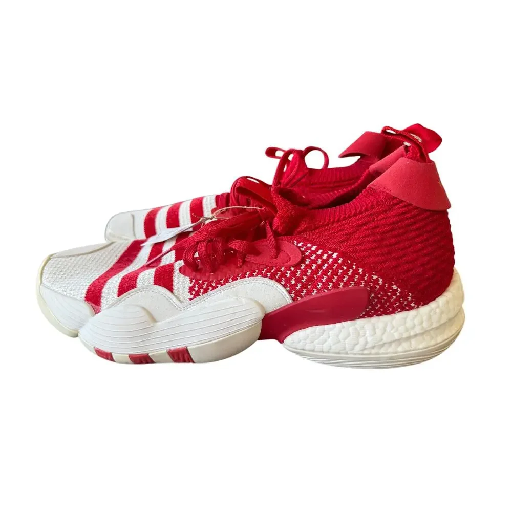 Adidas Men's Red Textured Knit Trae Young 2.0 Sneaker Shoes Size 17